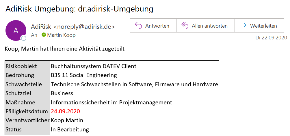 E-Mail-Benachrichtigung
