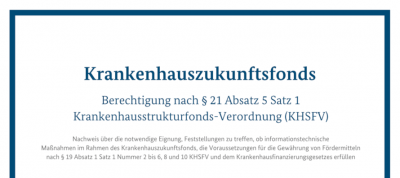 Nachweis zur Berechtigung nach § 21 Abs. 5 Satz 1 KHSFV